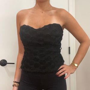 Vintage rose strapless bustier top